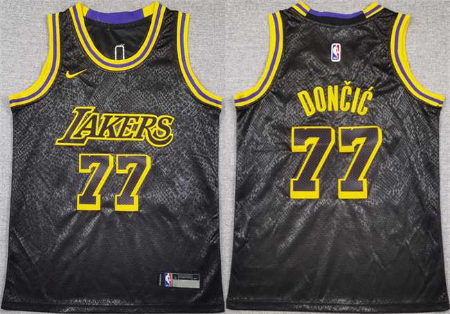 Youth Los Angeles Lakers #77 Luka Doncic Black 2025 City Edition Stitched Jersey